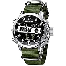MEGALITH Mens Watches Waterproof Digital Military Sport Tactical Multifunction Heavy Duty Led Rugged Watch for Men, Alarm Stopwatch, Nylon/Leather Strap