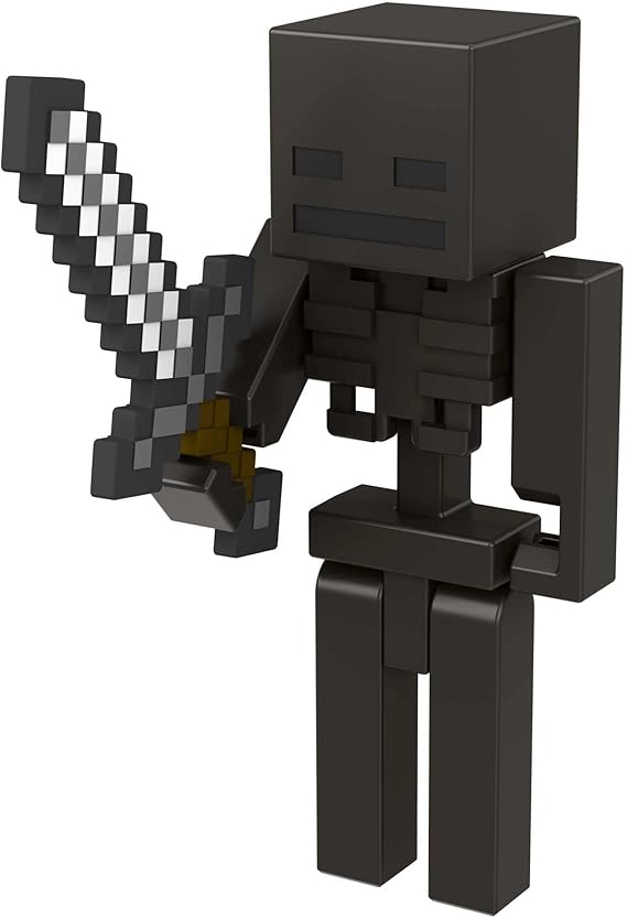 Mattel Minecraft Craft-A-Block Wither Skeleton Figure, Authentic Pixelated Video-Game Character, Action Toy to Create, Explore and Survive, Collectible Gift for Fans Age 6 Years and Older