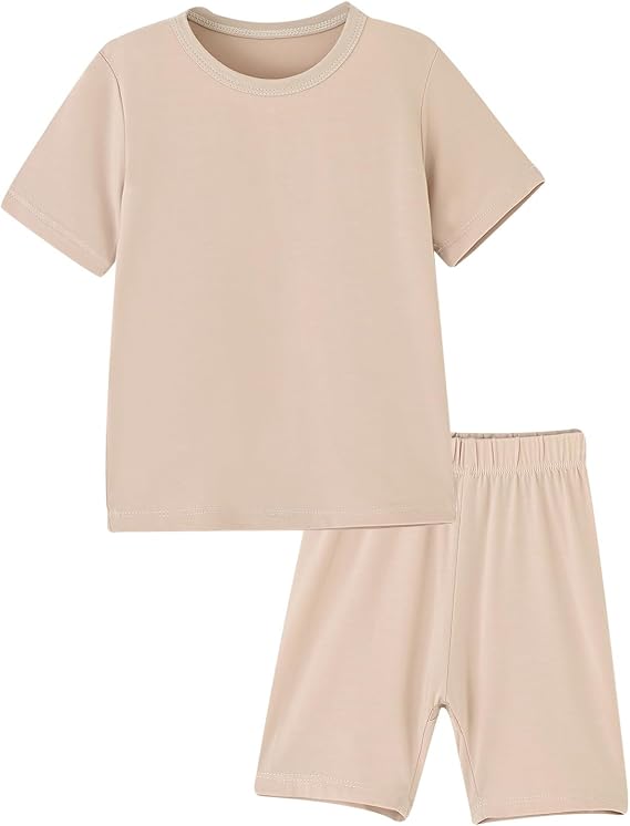 ACESTAR Baby Boys Girls Short Summer Pajamas Sets Viscose from Bamboo Toddler Solid 2pcs Snug Fit Pjs Kids Sleepwear Set