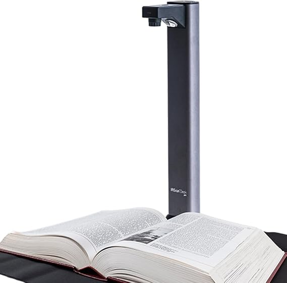 IRIScan Desk Pro 7 Book Scanner Black with 18MP Camera and LED Scan Books and A3 Documents with OCR AI Flatlay Reading Function and Video Recording USB Win & Mac Includes Readiris PDF
