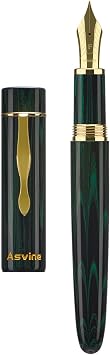 Asvine C2000 Germany Cumberland Ebonite Fountain Pen #8 Medium Nib, Large Handcraft Pen with Converter Pen Box Collection Set- Green