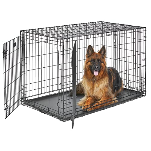 MidWest Homes for Pets 48-Inch LifeStages Crate for Extra-Large Breeds, 90-110 lbs, Double Door Folding Dog Crate with Divider Panel, Leak-Proof Tray & Secure Latch, Heavy-Duty & Easy to Assemble
