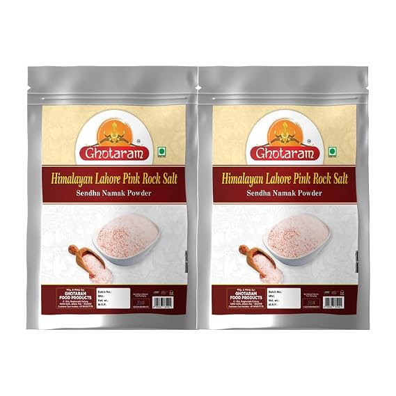Ghotaram Organic Lahori Sendha Sindhav Saindhava Sandha Namak Lavana, Additive-Free, Gourmet Grade, Signature Quality, Rock Salt for Everyday Cooking, Vrat Upwaas Ka Namak-200GM*2Pack