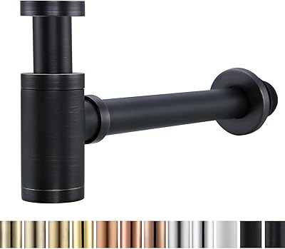 RANDOM Brass Contemporary Round Bottle P Trap 1 14,Basin Sink Waste Drain P Trap Kit Oil Rubbed Bronze