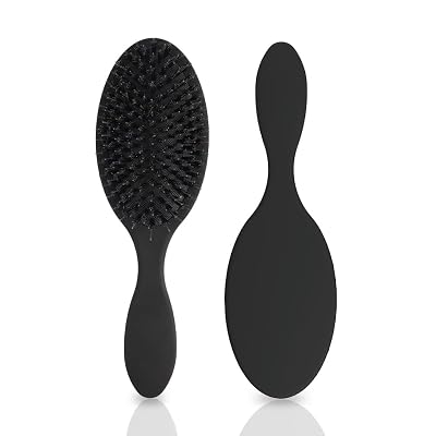Matte Finish Nylon Teeth Hair Extension Brush Natural Boar Bristle Hair Brush Extension Cushion Brush for Women Thick Hair Styling Smoothing Detangling