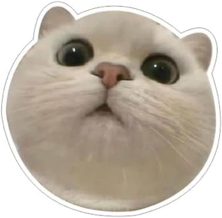 Magnifying White Cat Face Decals with 3D Anime Like, Vinyl Cat Car Decal Stickers for Car Bumper Window Rear Mirror, Peel and Stick, Funny Magnifying Bumper Sticker (Peeking)