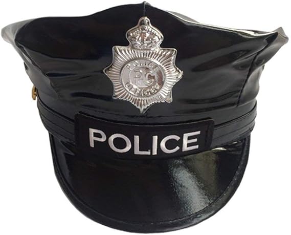 Police Hat Officer Cap Party Hat Fancy Dress Accessory - Black