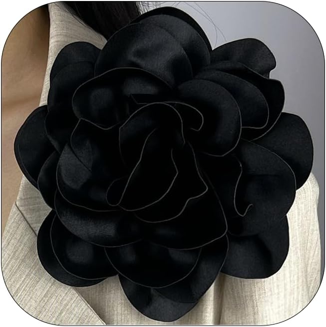 20cm/7.87INDainty Satin Fabric Rose Flower Brooches Elegant Camellia Flower Large Brooch Lapel Pins Wedding Party Dance Banquet for Women Dress Suit Ceremony Clothes Accessories Jewelry