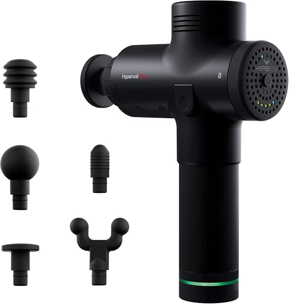 Hypervolt Plus, Featuring Quiet Glide Technology - Handheld Percussion Massage Gun | 3 Speeds, 5 Interchangeable Heads | Helps Relieve Sore Muscles and Stiffness (Hypervolt Plus w/Bluetooth)