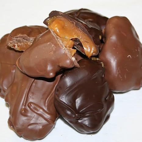 Pecan Caramel Clusters - Mix of Dark & Milk Chocolate (No-Melt Guarantee) (One Pound)