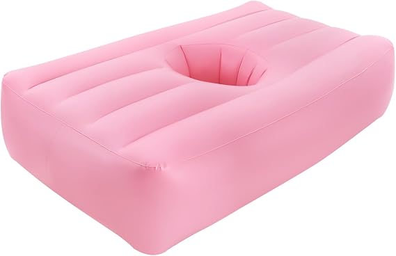 72x40x17in BBL Mattress Bed with Hole After Surgery for Sleeping Brazilian Butt Post Surgery Recovery Bed with Hole PVC Inflatable Bed Sofa Chair BBL Blow Up Mattress Waterproof, Pink