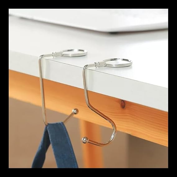 Table Attachable Metal Bag Hanger – Foldable Practical Bag Hook | Bag Hanging Apparatus in Restaurants, Offices and Cafes