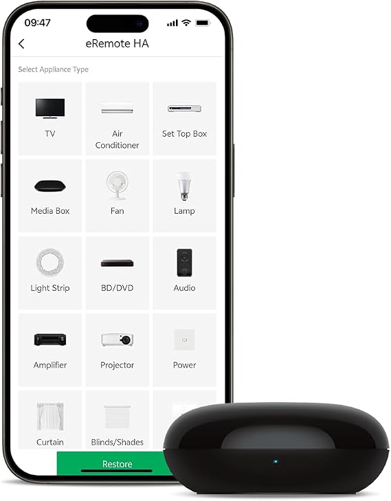 eRemote Hub Smart Wi-Fi IR Universal Remote Control, Infrared Blaster for TV, Aircon, STB, IR2MQTT Home Assistant, Compatible with Alexa, Google Home (eRemote HA)