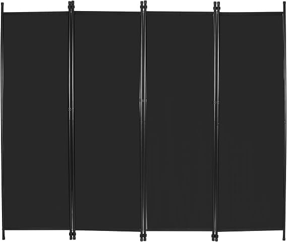 REDCAMP Portable Privacy Screen, 4-Panel Folding Room Divider 80" W x 68" H for Bedroom, Office, Restaurant, Hospital, Indoor Outdoor Partition Wall, 6.68FT Wide Tall Black