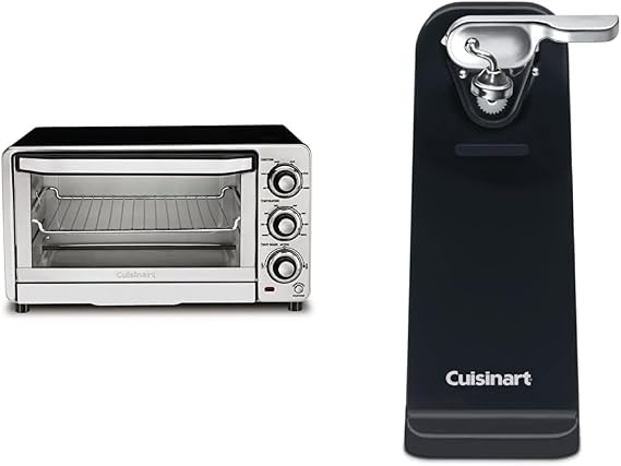 Cuisinart TOB-40N Custom Classic Toaster Oven Broiler, 17 Inch, Black & CCO-50BKN Deluxe Electric Can Opener, Black