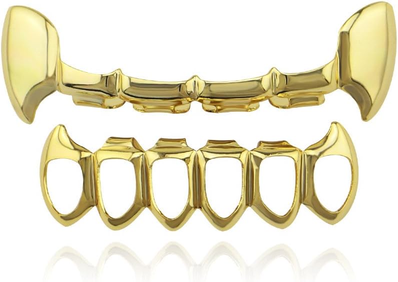 18K Gold Plated Vampire Four Open Face Gold Grillz Set