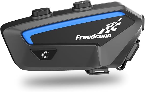 FreedConn FX Motorcycle Helmet Bluetooth Headset, Motorcycle Communication Systems with CVC Noise Cancellation, Stereo Music, 6 Riders 0.75mi/1200m intercom, 30Hrs Intercom, IP65, Black, 1 Pack