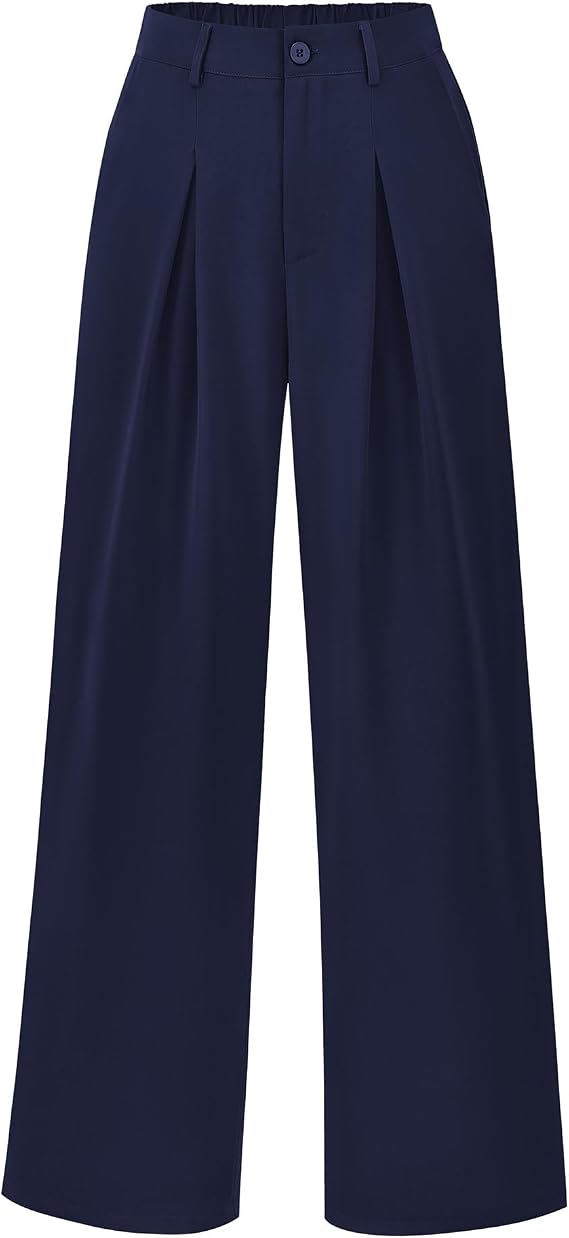 BTFBM Women's Fall High Waisted Palazzo Pants | Button Down, Wide Leg Trousers, Pockets, Pleated, Loose Work Suit Pant, Office, Business Casual Outfits, Fashion Clothing