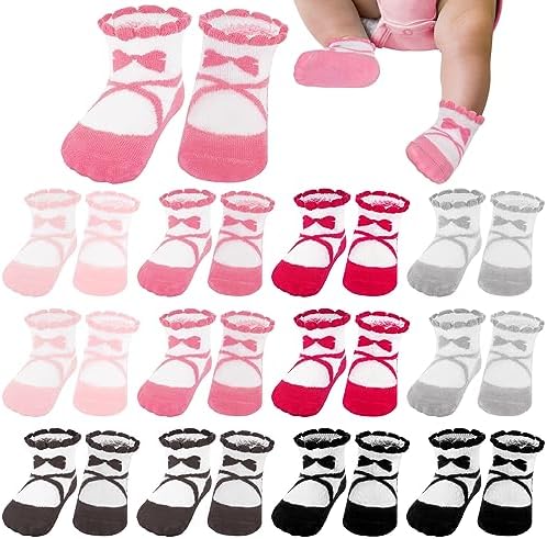 Toulite 12 Pairs Preemie Socks Baby Girls Boys Cotton Premature Ruffle Turn Cuff Sock for Hospital NICU Newborn