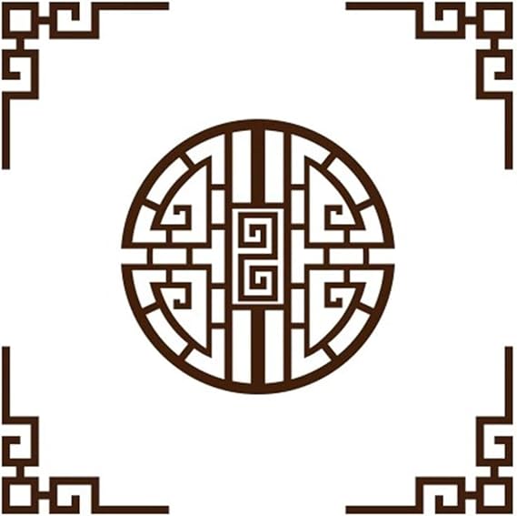 XPLKQXE Acrylic Home Wall Decor, Chinese Style Hollo-w Window Grilles Art, Wall Decals for Entrance Living Room Dining Room and TV Wall Decals, Double-Sided Decals(Brown-E,55x55cm)