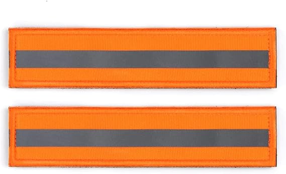 Hi-Vis Orange Reflective Strip Patch by Goat Trail Tactical | Safety Reflective Orange Patch, for Night Walks, Service Dogs Harness, Collar, Backpack, Jackets, Hook & Loop Patch (2 Packs)
