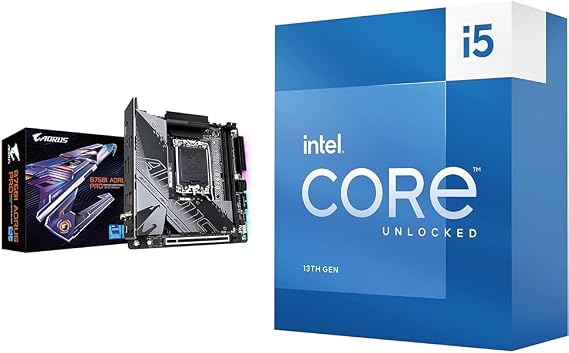 GIGABYTE B760I AORUS PRO (LGA 1700/ Intel/ B760/ Mini-ITX/ DDR5/ Dual M.2/ PCIe 4.0/ USB 3.2 Gen2X2 & Intel Core i5-13600K Desktop Processor 14 (6 P-cores + 8 E-cores) with Integrated Graphics