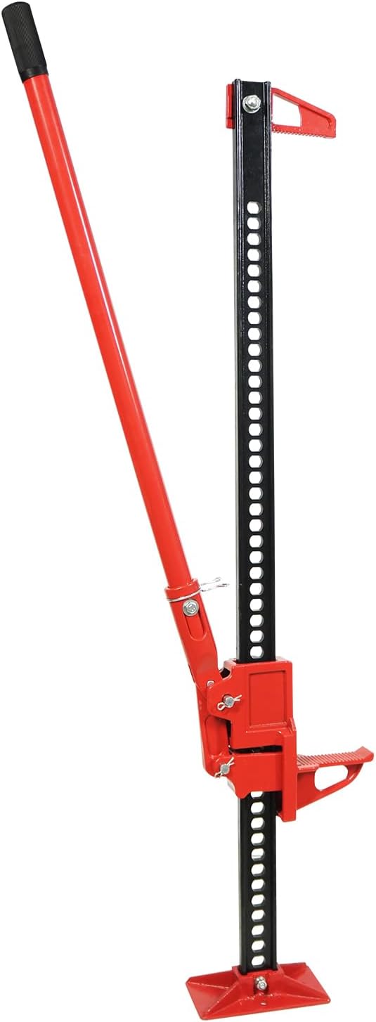 48-Inch Red Ratcheting Farm Jack:, 6600LB (3 Ton) Heavy-Duty Off-Road High Lift Utility Jack for Trucks, SUVs, Tractors, All-Terrain Bumper Lift