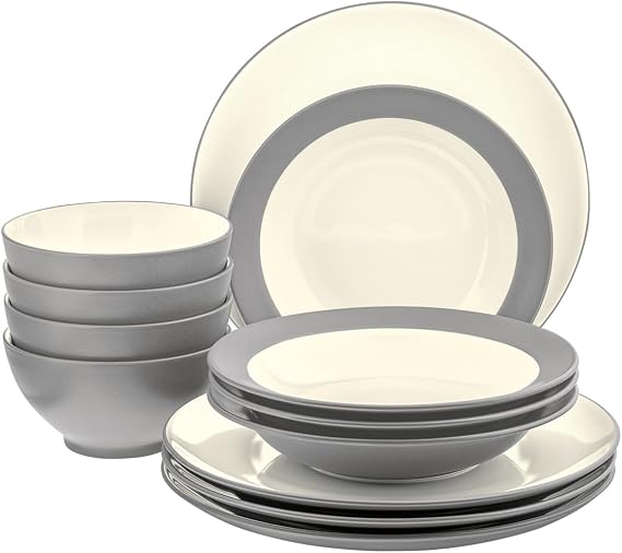 Noritake Colorwave Slate 12-Piece Coupe Dinnerware Set, Service for 4