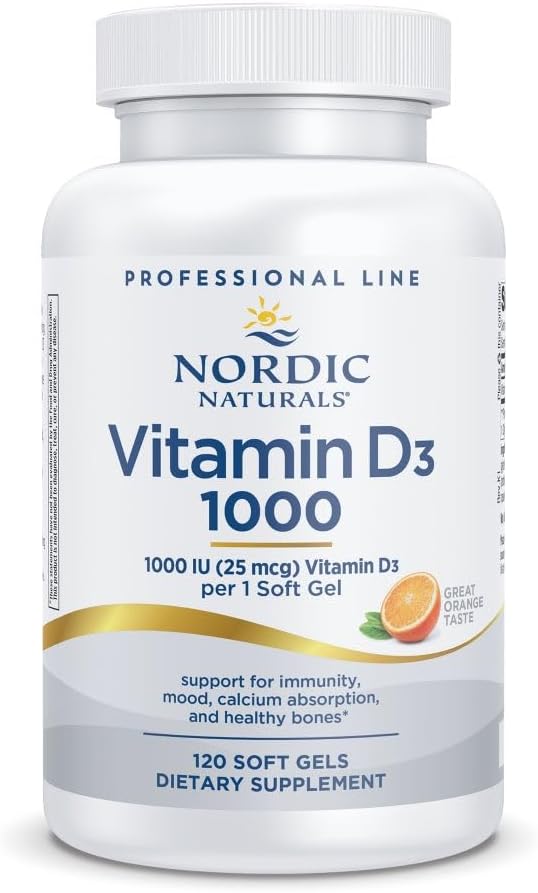 Nordic Naturals Pro Vitamin D3 1000, Orange - 120 Mini Soft Gels - 1000 IU Vitamin D3 - Supports Healthy Bones, Mood & Immune System Function - Non-GMO - 120 Servings