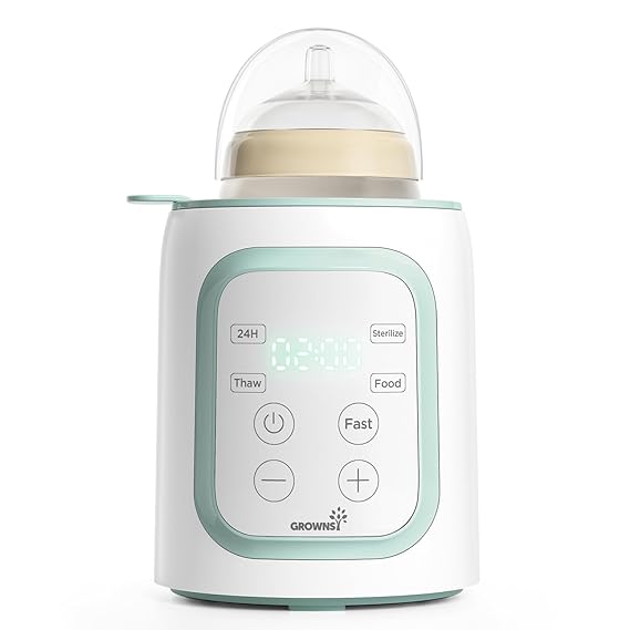 Grownsy 8-in-1 OG Fast Bottle Warmer with Timer, Green | Fast & Even Heating, Nutri-Preserve, Safe Material, Precise Temp, Easy Operation, Multi-Use Bottle Warmer for All Feed Stages