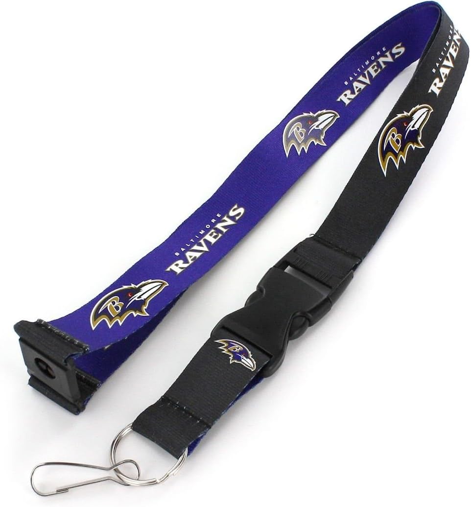 Aminco NFL Baltimore Ravens Reversible Lanyard, Team Colors, one Size NFL-LN-162-31