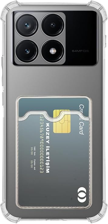 Shock Absorbing Transparent Silicone Case with Cover Camera Protection Card Holder Compatible with Xiaomi Poco X6 Pro