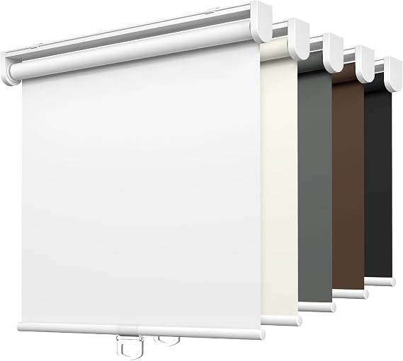 LazBlinds No Drill Cordless Roller Shades, 48x48, White
