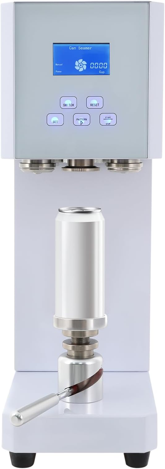 Can Sealing Machine Semi-Automatic Tin Can Sealing Machine Semi-Automatic Cans Seal Machines with LED Display Beverage Seal Machines Dual Operation Mode 110V 370W (8.3 * 16 * 23.6in, White)