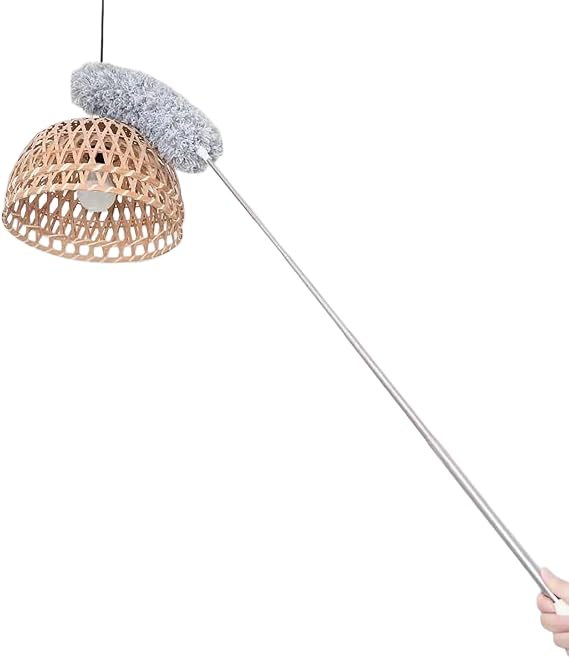 Eaves Brush and Pole - Cobweb Duster and Extension-Pole (20 Foot Reach), Hand-Packaged, Lightweight, 3-Stage Aluminum Pole, Indoor & Outdoor Use Attachment (Microfiber Duster (1Piece))