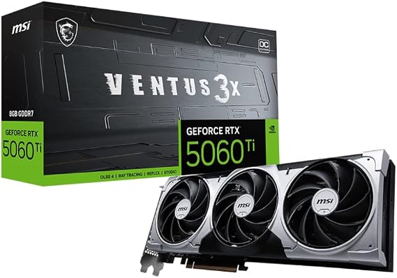 Msi Vga Geforce Rtx 5060 Ti 8g Ventus 3x Oc Rtx5060ti 8gb Gddr7 128b Dx12 Pcie 5.0 X16 (3xdp 1xhdmi)