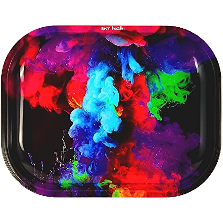 Metal Rolling Tray by SKYHIGH - Small - Rainbow Ink - 7 X 5.5