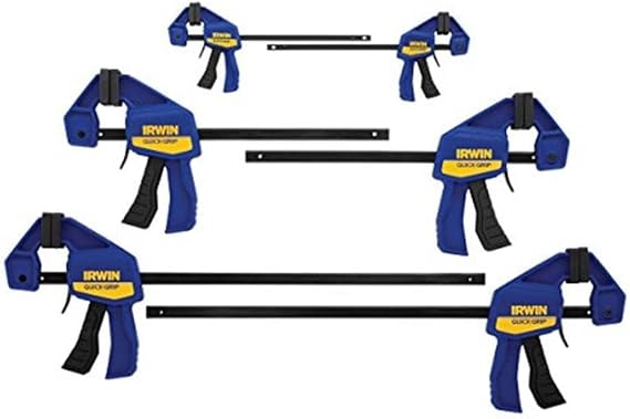 IRWIN QUICK-GRIP Clamps for Woodworking, One-Handed Bar Clamps, 6-Pack (1964749), Multi color