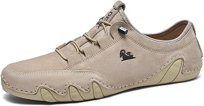 Mens Suede Ankle Boots Leather Casual Sneakers Non-slip Breathable Low Top Boots Chukka Boots Casual Loafers Lace-Up Anti Slip Flat Walking Shoes Hand Stitching Comfort Soft Driving Shoes