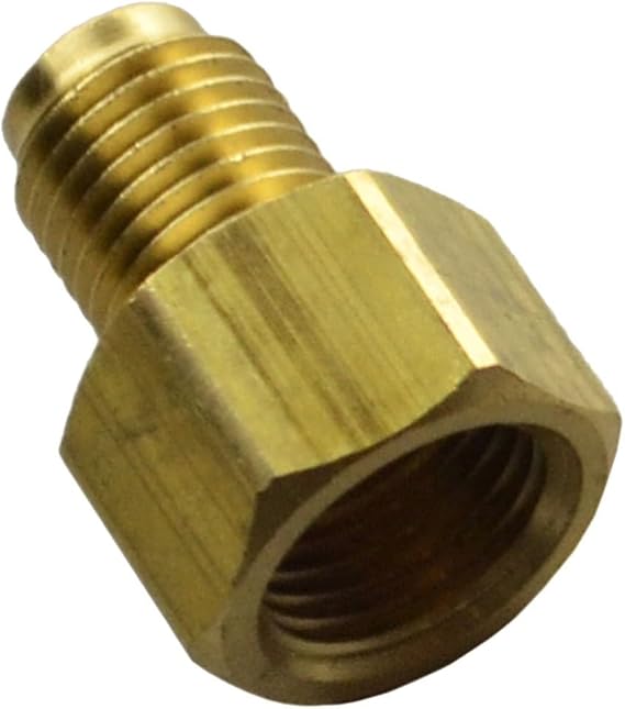 Inline Tube Brass Adapter Male 3/8"-24 Inverted, Female 7/16"-24 Inverted