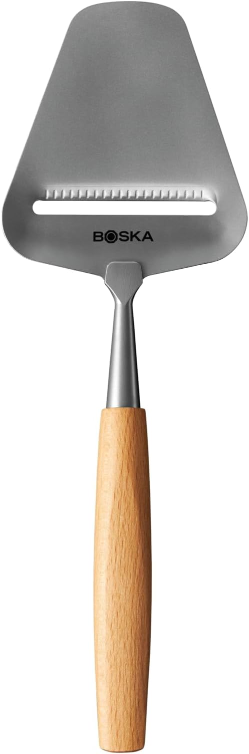 Boska Cheese Slicer Amigo - Slicer for Mature and Aged Cheese - Ergonomic Handle - Stainless Steel - Beech Wood - Non-stick Thanks to BSF Treatment - Also for Slicing Vegetables