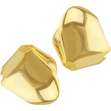 2Pcs Solid Hip Hop Teeth Plain,Shiny Hip Hop Teeth Grill Caps,Gold Tooth Cap,Single Top Fang Tooth Grills Cap,Fake Gold Teeth,Temporary Tooth Decoration for Adult,for Party Cosplay,Easy to Wear