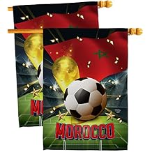 World Cup Morocco Wall 2 Pcs Banner Flag Patio Lawn Garden Room Decorations Outdoor Tapestry Yard Signs Art FIFA Team Qatar Trophy Soccer Game Football Gifts, Made in USA