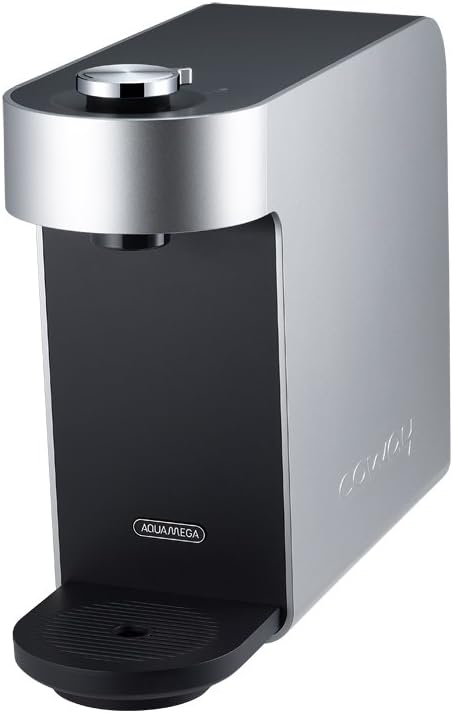 Coway Aquamega 100 Countertop Water Purifier with Three-Stage Water Purification, Direct-Flow, and Easy Installation (Black/Silver), 15.8 x 5.1 x 12.1