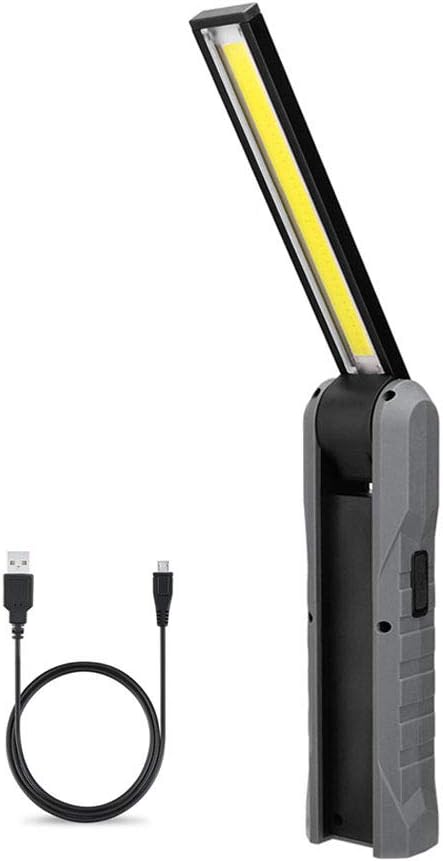 USB Work Light COB LED Inspection Light, Foldable Rechargeable Flashlight | Portable Handheld Work Lamp with Magnetic Base & Swivel Hook & 4 Modes for Garage Mechanic Auto Car Truck Repair