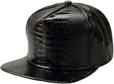 WITHMOONS High Shine Crocodile Baseball Cap Flat Brim Snapback Hat Shiny Hip Hop Cap YZ20191