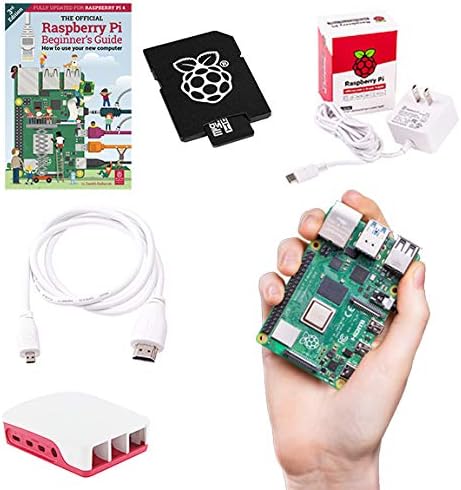 Raspberry Pi 4B 8GB RAM 16GB Storage Official Essentials Starter Kit with 16GB Noobs Micro SD Card, Pi 4 Case, HDMI to Micro HDMI Cable, 15W USB-C Power Supply and Beginners Guide (8GB RAM)