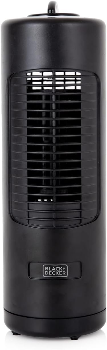 BLACK+DECKER Low Noise Mini Tower Fan with 2 Speeds, 12 Inch, 18W, Black, BXFT50003GB