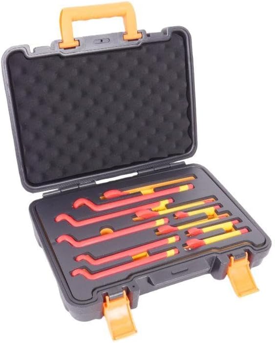 12 Piece VDE Insulated Spanner Set 1000V Open and Box End Spanners Electricians Spanner Set Including 7 8 10 12 14 17mm Insulated Spanners for Live Line Electrical Work