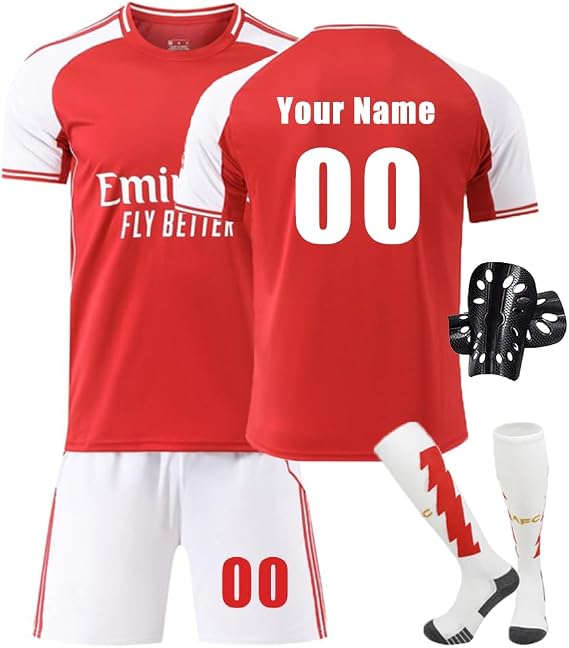 Personalised Football Kit with Name Number for Boys Girls Football Kits Home Away Shirts Shorts Set Fans Gifts for Kids and Adult